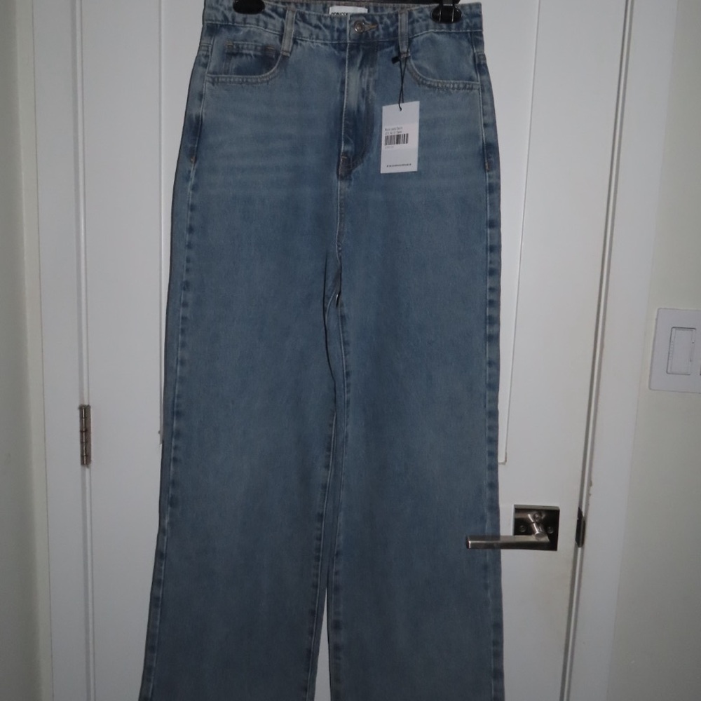 Princess Polly Blue Flare Wide Leg Jeans